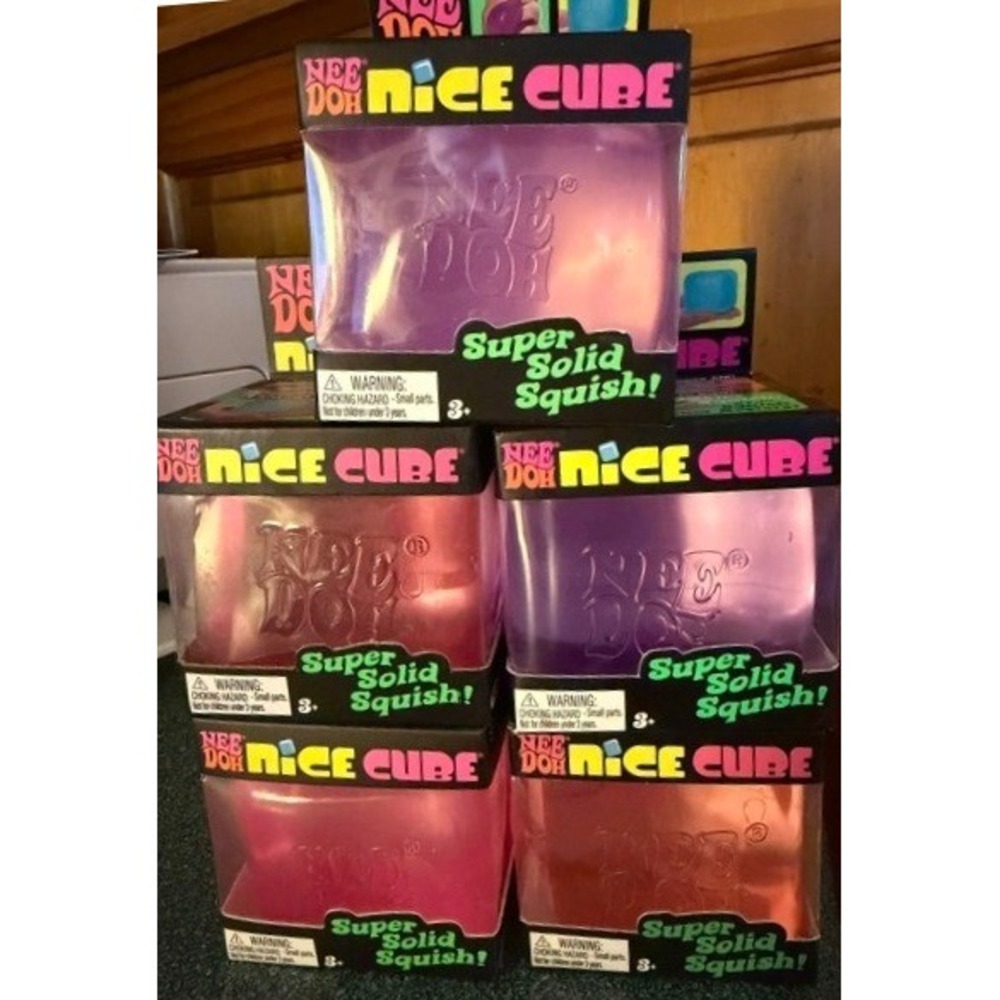 Schylling NeeDoh Nice Cube Super Solid Squish Sensory Lot of 5 Pink/Purple